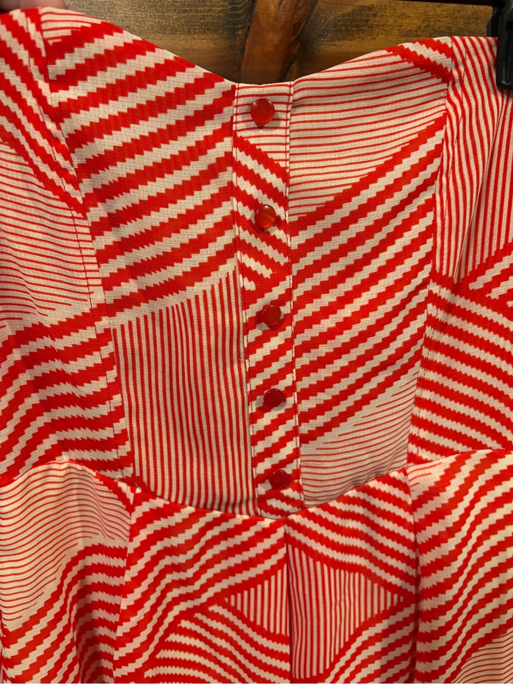Alya Strapless Sweetheart Neckline Red and White Geometric A-Line Dress - Picture 6 of 8